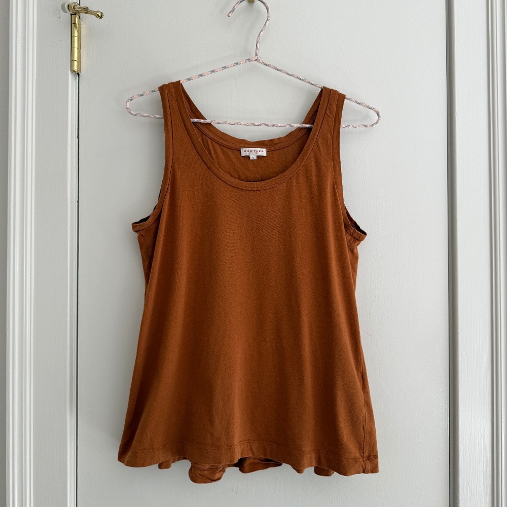Demylee pima cotton jersey tank with pleated back detail in Sienna size S